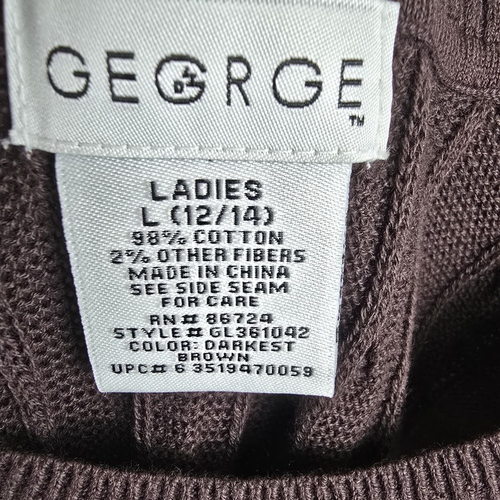 NWOT George Brown Cable Knit Sleeveless Sweater Vest Sz L - Picture 6 of 8
